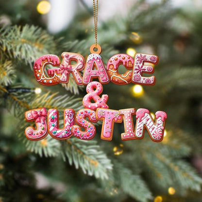 Personalised Couple Christmas Ornament Acrylic 2026, Custom Gingerbread Alphabet Ornaments, First Christmas Together Baubles, Custom Name - product image 2