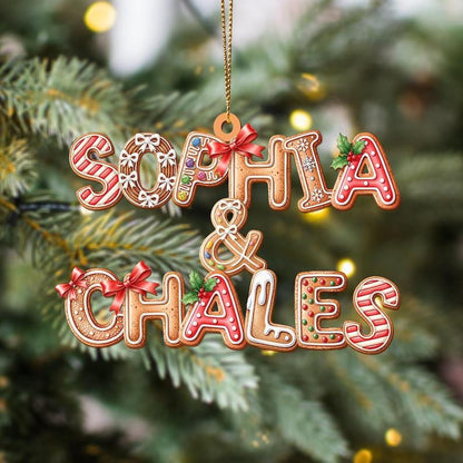 Personalised Couple Christmas Ornament Acrylic 2026, Custom Gingerbread Alphabet Ornaments, First Christmas Together Baubles, Custom Name - main product image