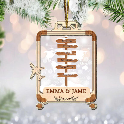Personalized Travel Ornament 2026, Custom Suitcase with Destinations, Couple Adventure Gift, Honeymoon Keepsake, Wanderlust Trip Memory - product image 4