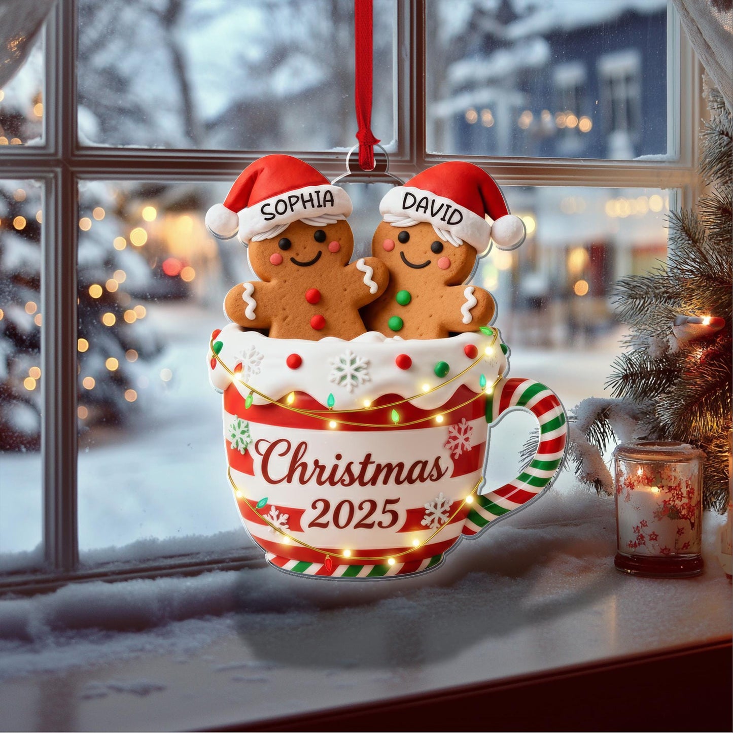 Custom Gingerbread Couple Acrylic 2D Ornament 2026 – Personalized Names & Date, 2D Christmas Cup Decoration, Family Keepsake - product image 5