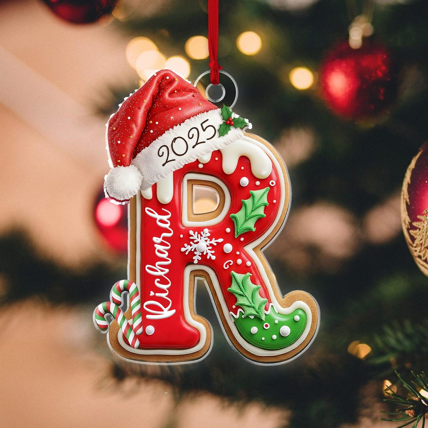 Personalized Gingerbread Letter Ornament, Custom Kids Name Ornament, Stocking Tag for Christmas, Kids Christmas Gift, Christmas Ornament - product image 2