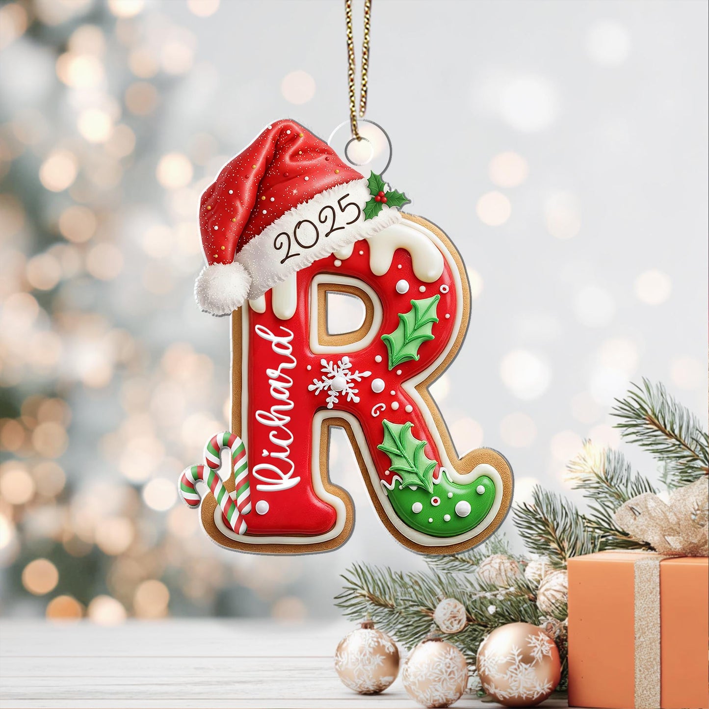 Personalized Gingerbread Letter Ornament, Custom Kids Name Ornament, Stocking Tag for Christmas, Kids Christmas Gift, Christmas Ornament - product image 9