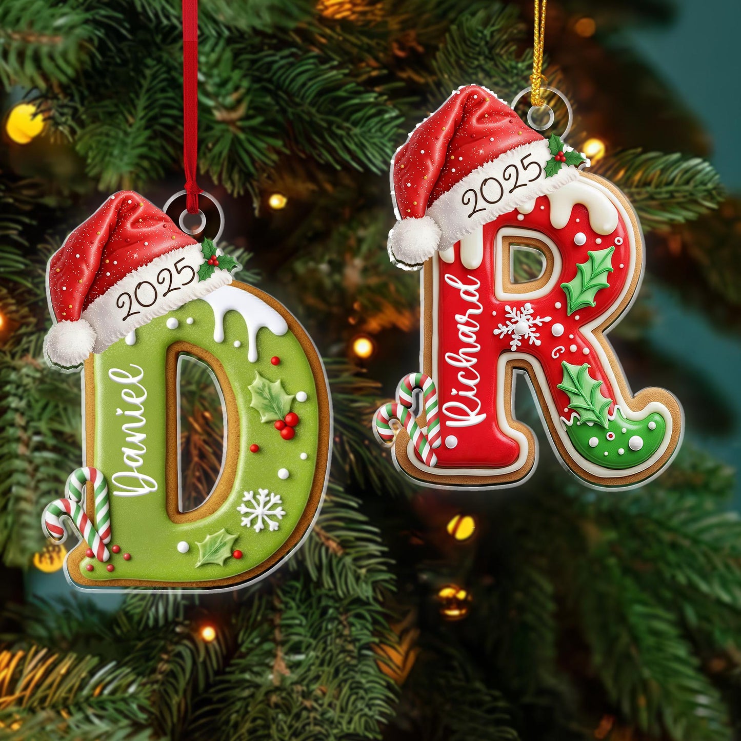 Personalized Gingerbread Letter Ornament, Custom Kids Name Ornament, Stocking Tag for Christmas, Kids Christmas Gift, Christmas Ornament - main product image
