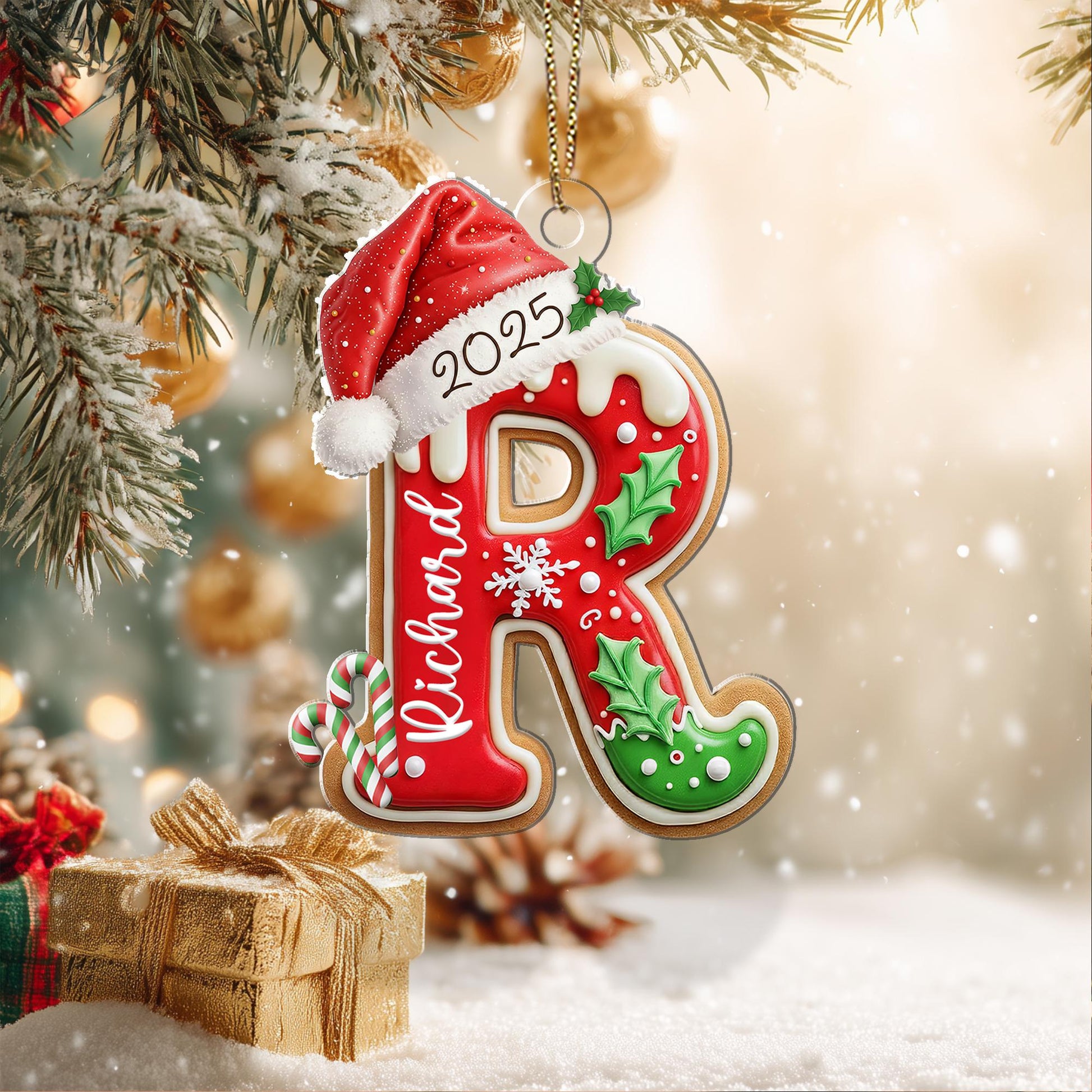 Personalized Gingerbread Letter Ornament, Custom Kids Name Ornament, Stocking Tag for Christmas, Kids Christmas Gift, Christmas Ornament - product image 8