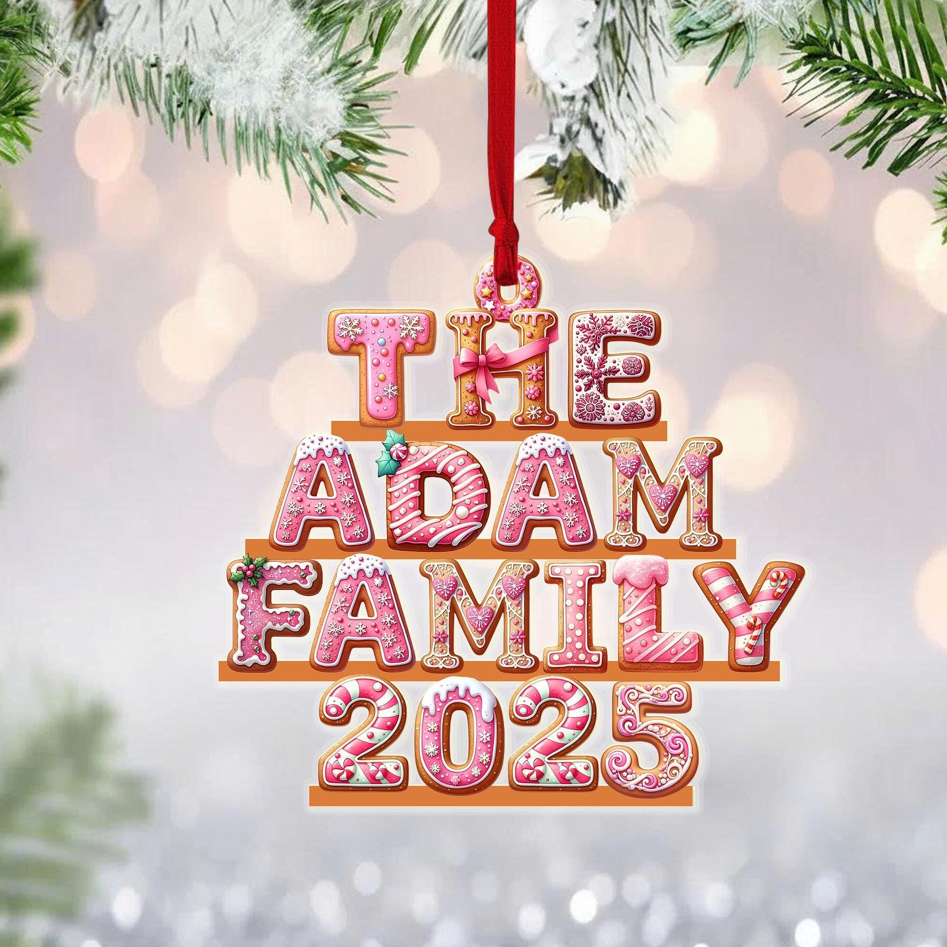 Custom Family Name Gingerbread Alphabet Ornament, 2026 Family Christmas Tree Ornament, Personalized Holiday Ornament - product image 5