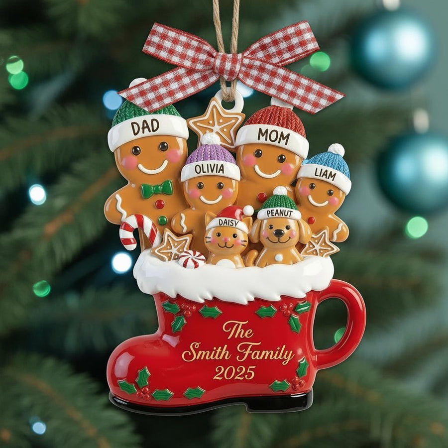 Custom 2D Acrylic Family Name Ornament, Personalized Names & Year, Christmas Keepsake, Family Members Name Ornament - main product image