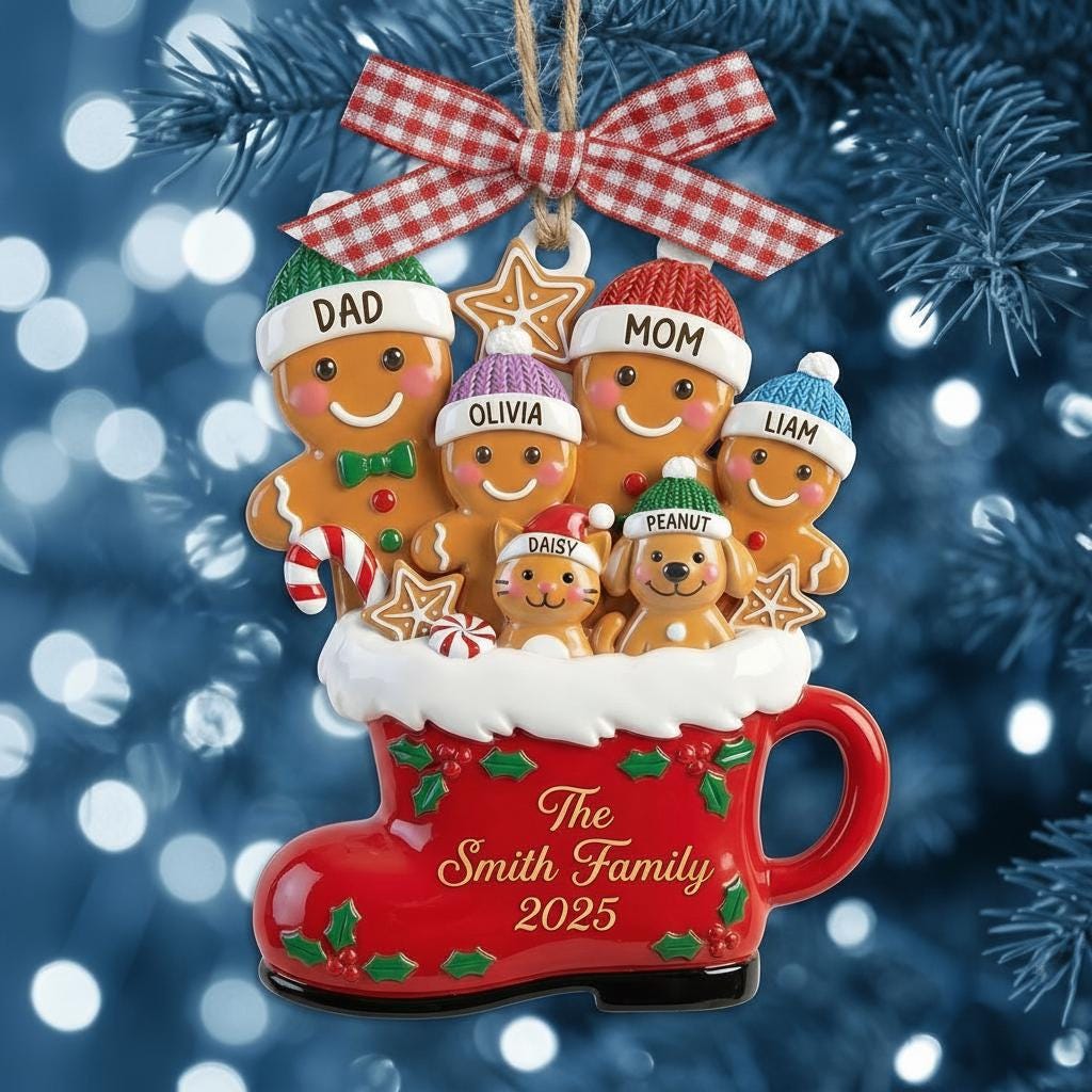 Custom 2D Acrylic Family Name Ornament, Personalized Names & Year, Christmas Keepsake, Family Members Name Ornament - product image 2