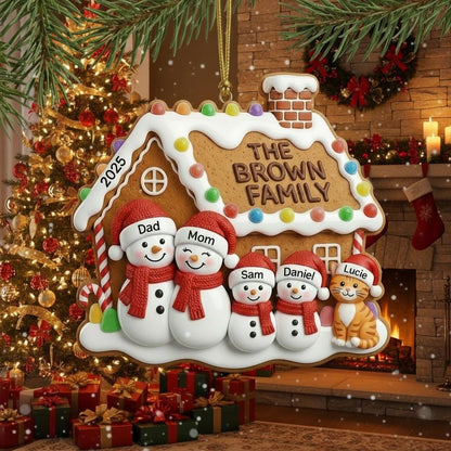 Custom 2D Acrylic Family Name Ornament, Personalized Members & Year, Gingerbread House Christmas Keepsake Gift - product image 5
