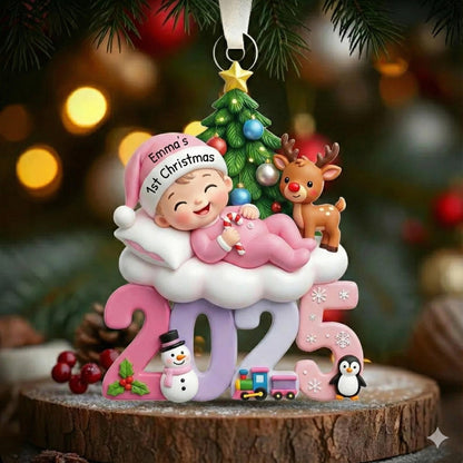 Custom 2D Acrylic Baby Christmas Ornament, Personalized Name & Year, First Christmas Keepsake, Family Name Ornament Gift - product image 3