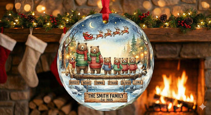 Custom 2D Glass Family Name Ornament, Personalized Members & Year, 6mm Glass Christmas Keepsake, Family Hanging Decor 8cm - product image 2