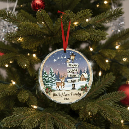 Personalized Family Glass Ornament, Custom Christmas Ornament with Kids Names, Deer Winter Scene, Family Name 2026 Gift - product image 5