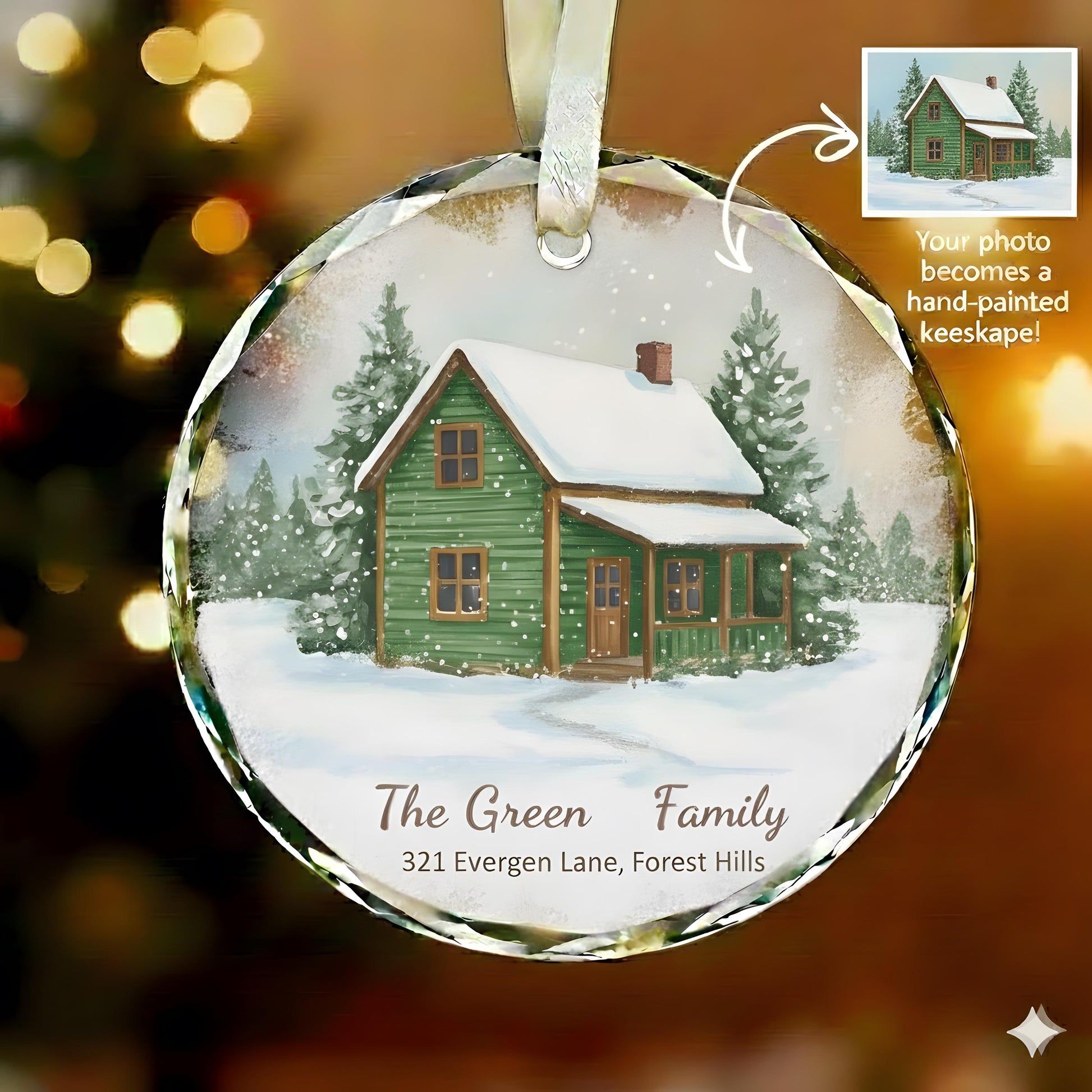 Custom House Portrait Christmas Ornament, Personalized Home Address Family Keepsake, Style Holiday Gift, New Home or First Christmas - product image 5