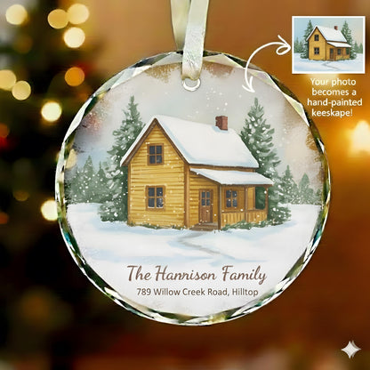 Custom House Portrait Christmas Ornament, Personalized Home Address Family Keepsake, Style Holiday Gift, New Home or First Christmas - product image 4