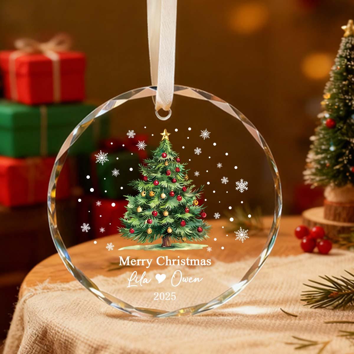 Personalized Crystal Christmas Tree Ornament, Custom Name Keepsake, Couple Holiday Decor Gift - product image 5