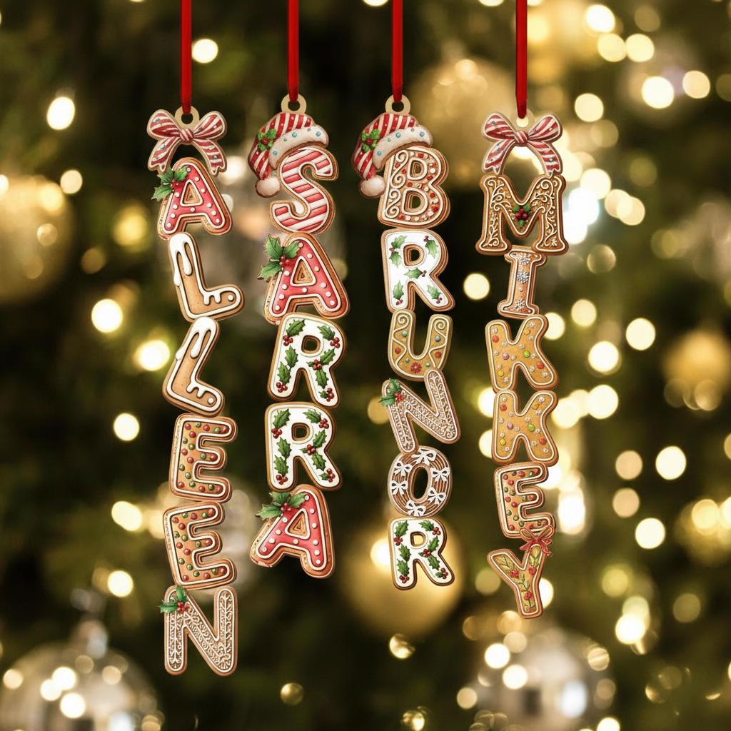 Personalized Kids Name Ornament Acrylic , Custom Stocking Tag, Gingerbread Alphabet Ornament, Christmas Gifts For Kids, Christmas Name Tag - product image 9
