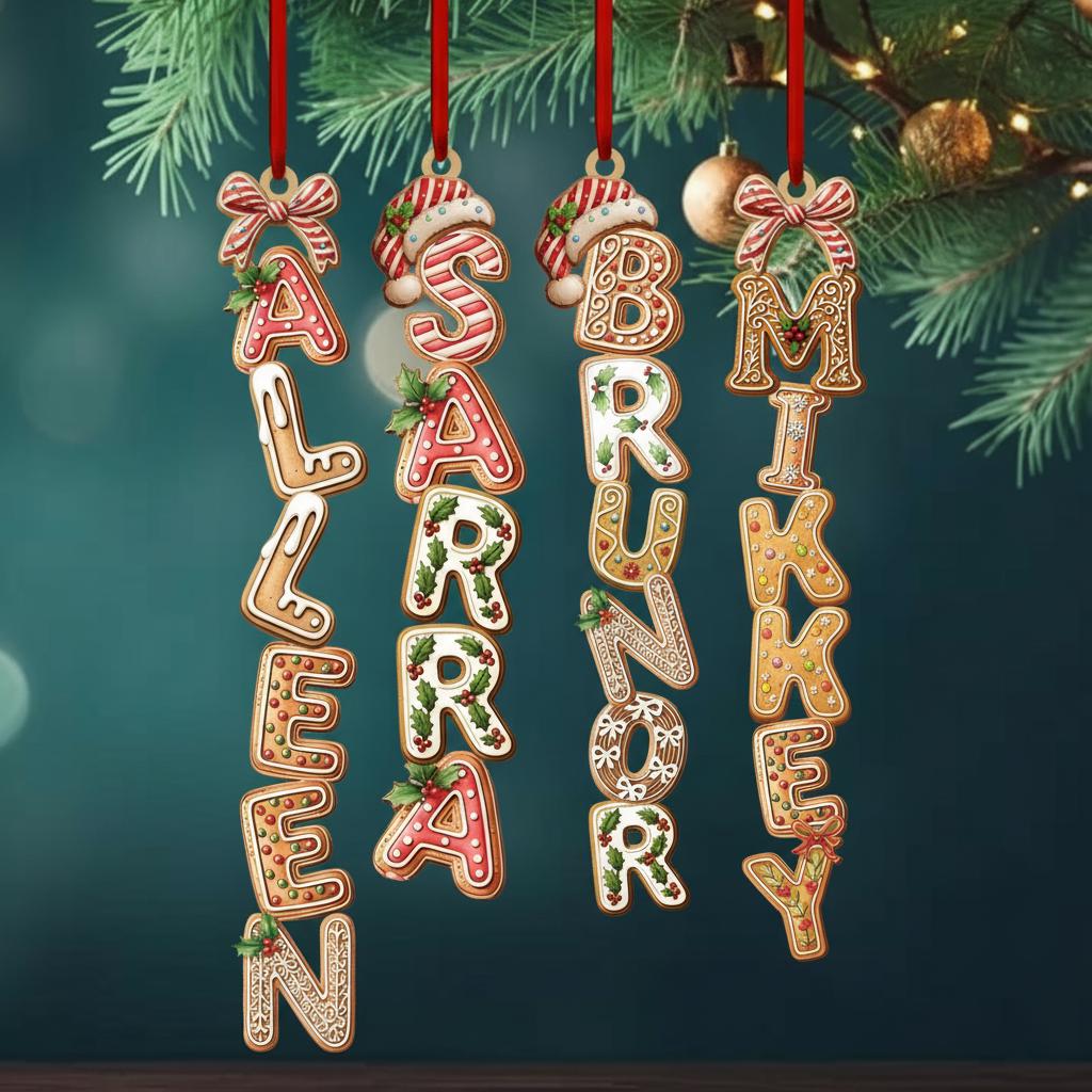 Personalized Kids Name Ornament Acrylic , Custom Stocking Tag, Gingerbread Alphabet Ornament, Christmas Gifts For Kids, Christmas Name Tag - product image 10
