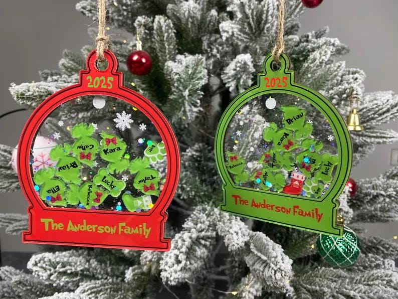 Personalized Grinch Family Shaker Ornament 2026, Custom Name 3D Shake Christmas Ornament, Grinchmas Gift, Holiday Tree Decoration - product image 9