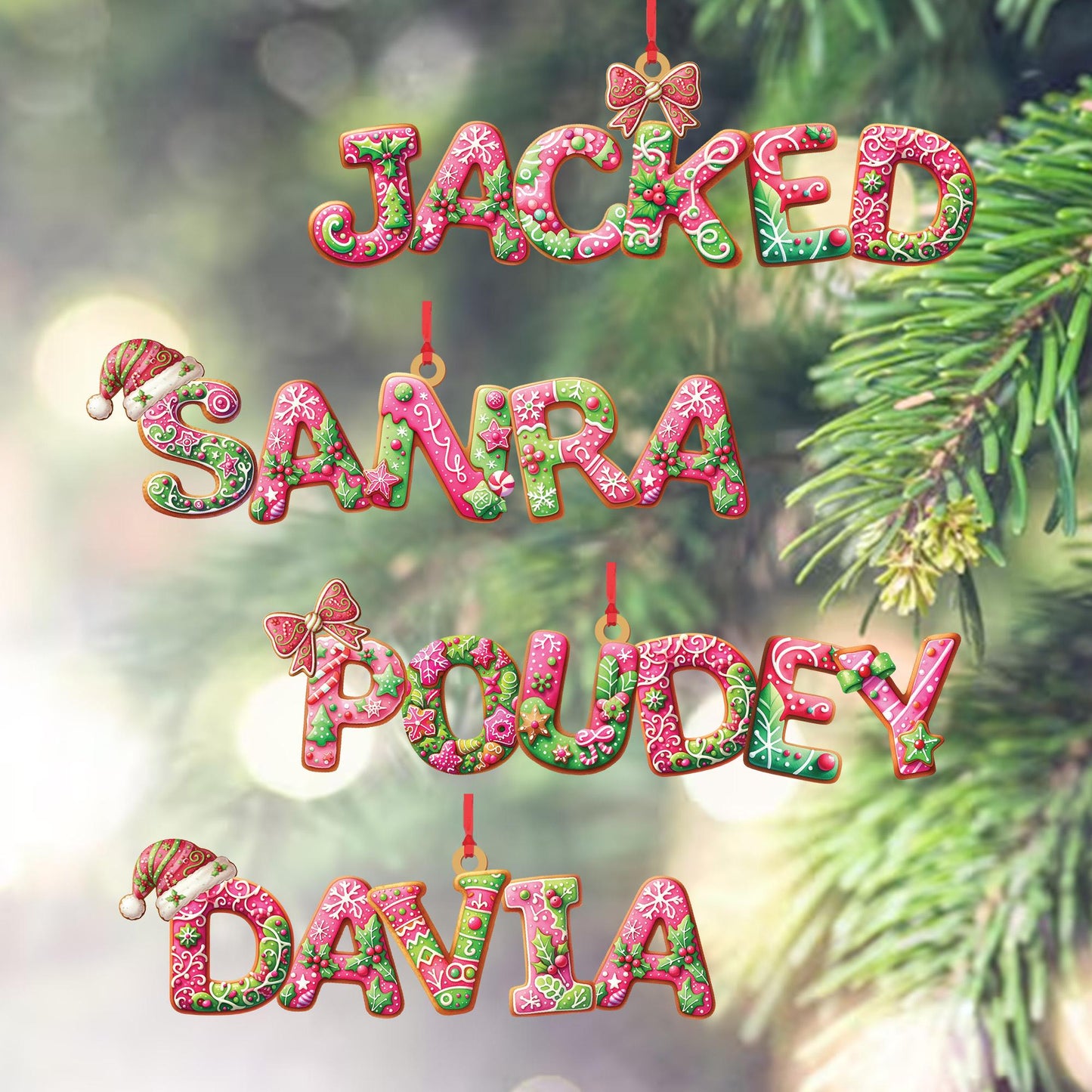 Personalized Gingerbread Alphabet Ornament, Custom Name Christmas Ornament, Cute Cookie Letter Decor, Holiday Tree Gift, Xmas Name Hanging - product image 5
