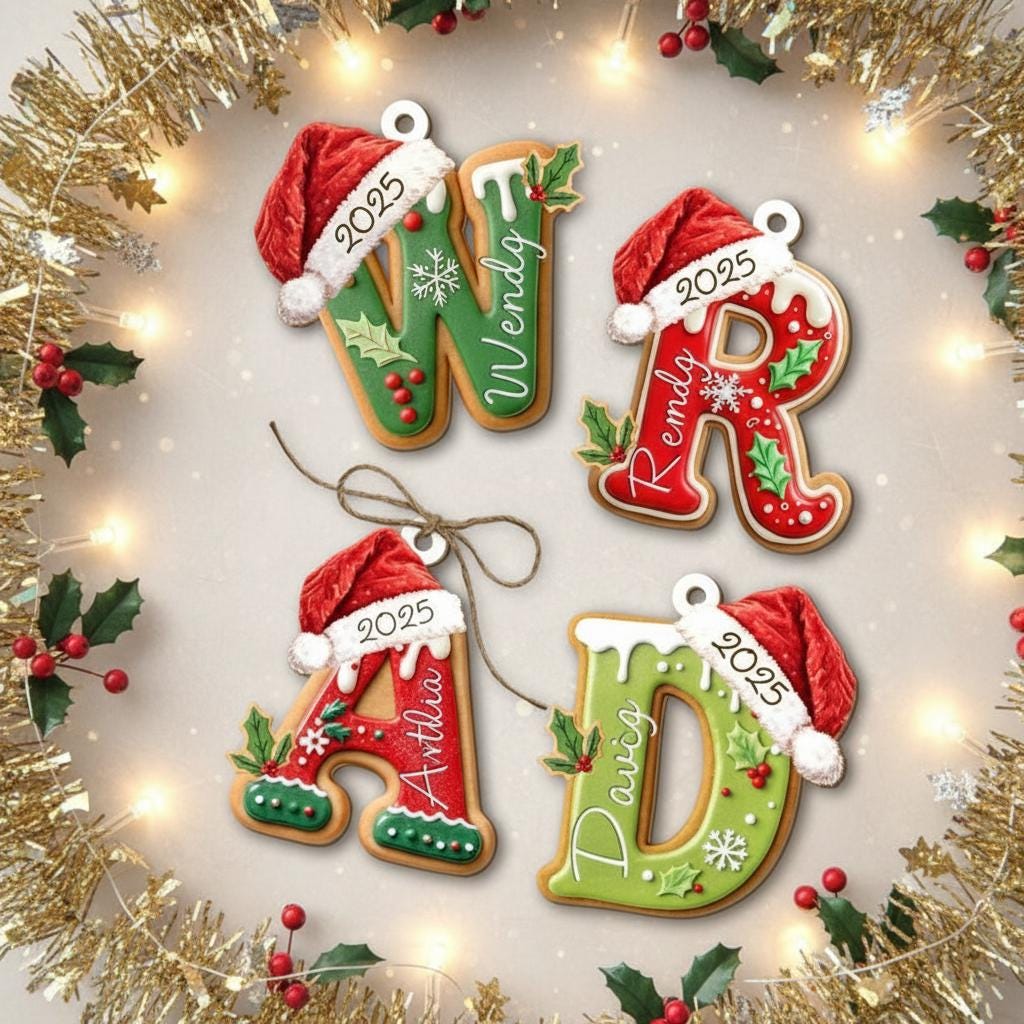 Personalized Gingerbread Letter Ornament, Custom Kids Name Ornament, Stocking Tag for Christmas, Kids Christmas Gift, Christmas Ornament - product image 7