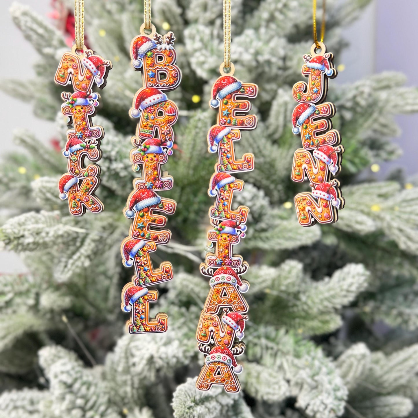 Gingerbread Name Ornaments - Festive Personalized Letter Decor - Cookie Style Tree Tag - Custom Holiday Stocking Stuffer - product image 2