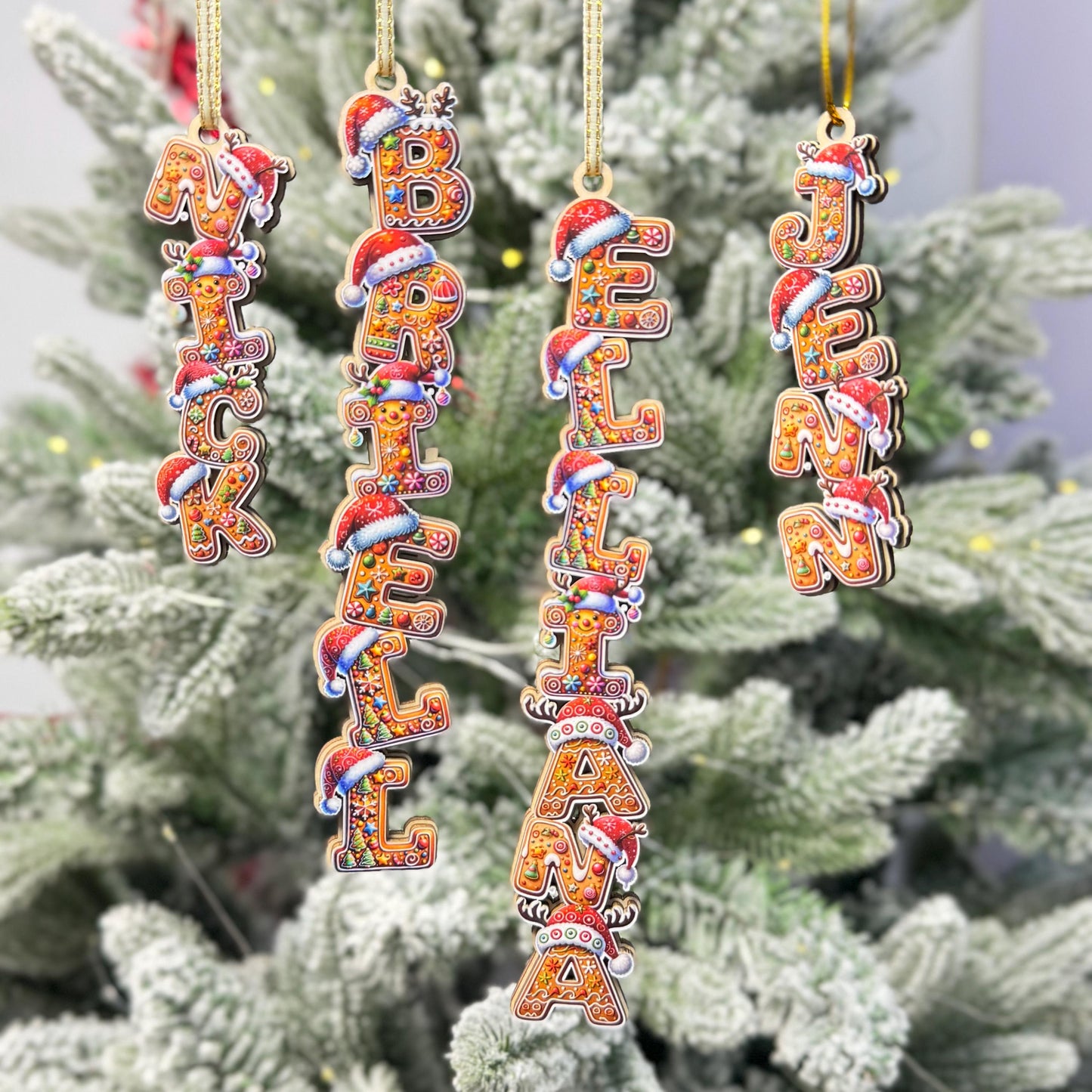 Gingerbread Name Ornaments - Festive Personalized Letter Decor - Cookie Style Tree Tag - Custom Holiday Stocking Stuffer - product image 4