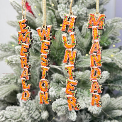 Personalized Holly Gingerbread Name Ornaments - Custom Cookie Style Wood Christmas Tree Decor - Rustic Holiday Gift - product image 5