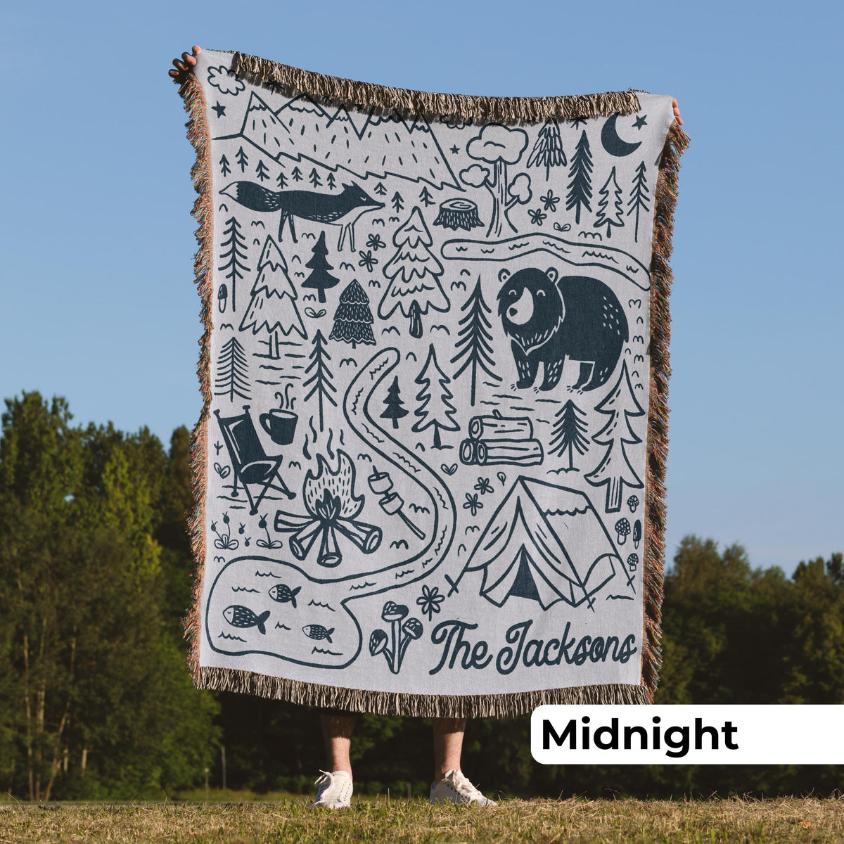 Personalized Camping Throw Blanket Outdoorsy Couple Gift for Nature Lover Tapestry with Family Name Camp Blanket Adventure Couple Keepsake - product image 3