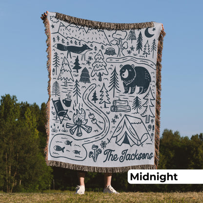 Personalized Camping Throw Blanket Outdoorsy Couple Gift for Nature Lover Tapestry with Family Name Camp Blanket Adventure Couple Keepsake - product image 3