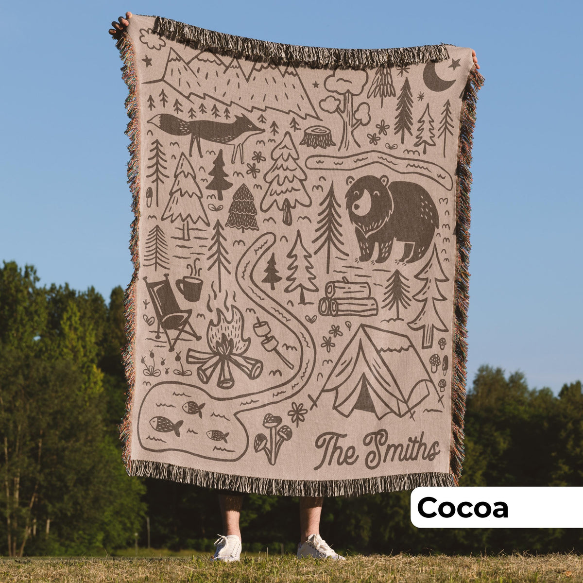 Personalized Camping Throw Blanket Outdoorsy Couple Gift for Nature Lover Tapestry with Family Name Camp Blanket Adventure Couple Keepsake - product image 6