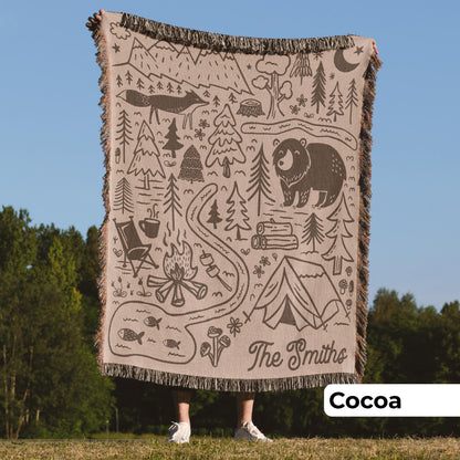 Personalized Camping Throw Blanket Outdoorsy Couple Gift for Nature Lover Tapestry with Family Name Camp Blanket Adventure Couple Keepsake - product image 6