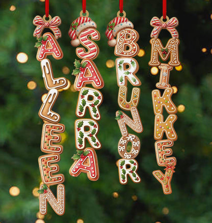 Personalized Kids Name Ornament Acrylic , Custom Stocking Tag, Gingerbread Alphabet Ornament, Christmas Gifts For Kids, Christmas Name Tag - product image 2
