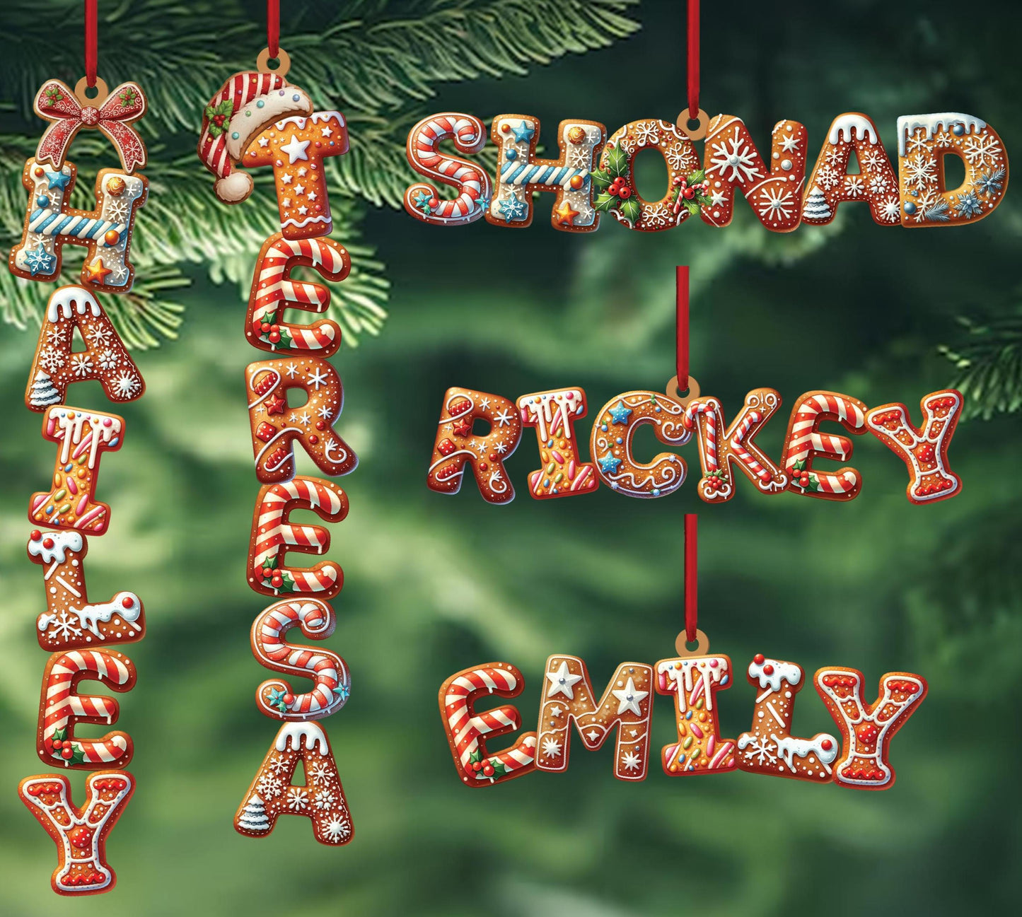 Custom Gingerbread Alphabet Ornaments, Personalised Christmas Decorations, Personalised Christmas Baubles, Christmas Name Tags, Kids Gifts - product image 3
