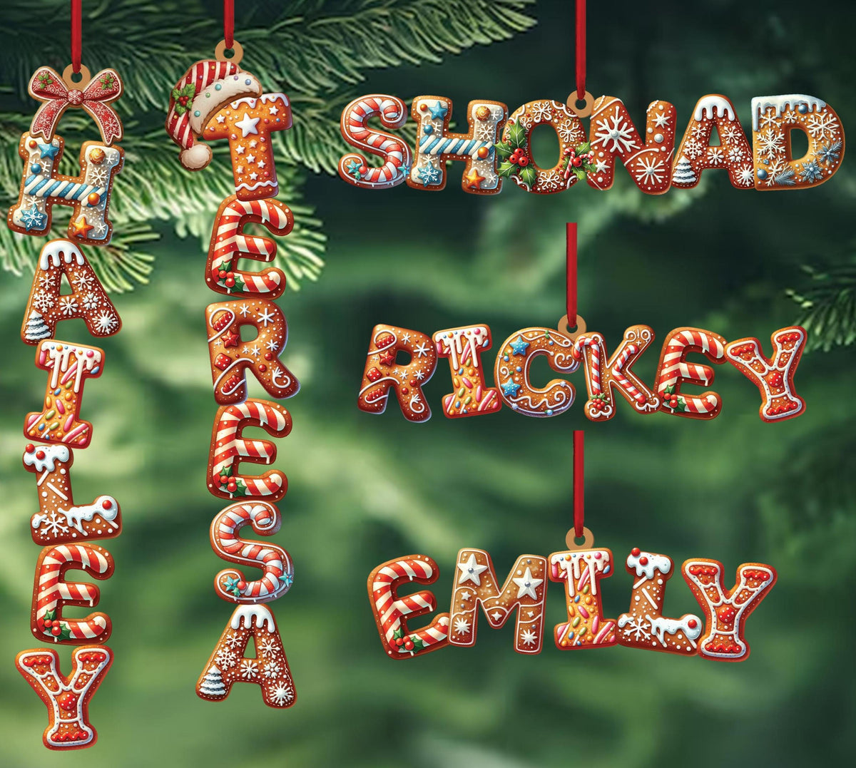 Custom Gingerbread Alphabet Ornaments, Personalised Christmas Decorations, Personalised Christmas Baubles, Christmas Name Tags, Kids Gifts - product image 3