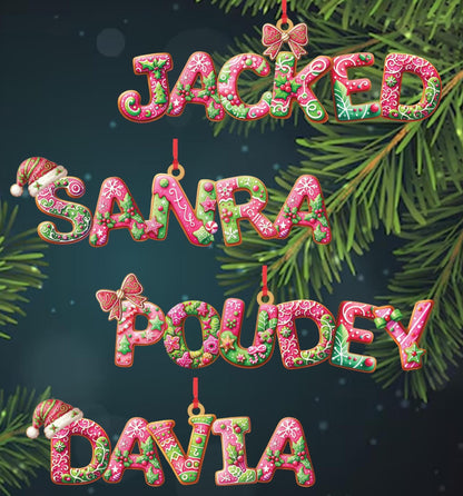 Personalized Gingerbread Alphabet Ornament, Custom Name Christmas Ornament, Cute Cookie Letter Decor, Holiday Tree Gift, Xmas Name Hanging - main product image