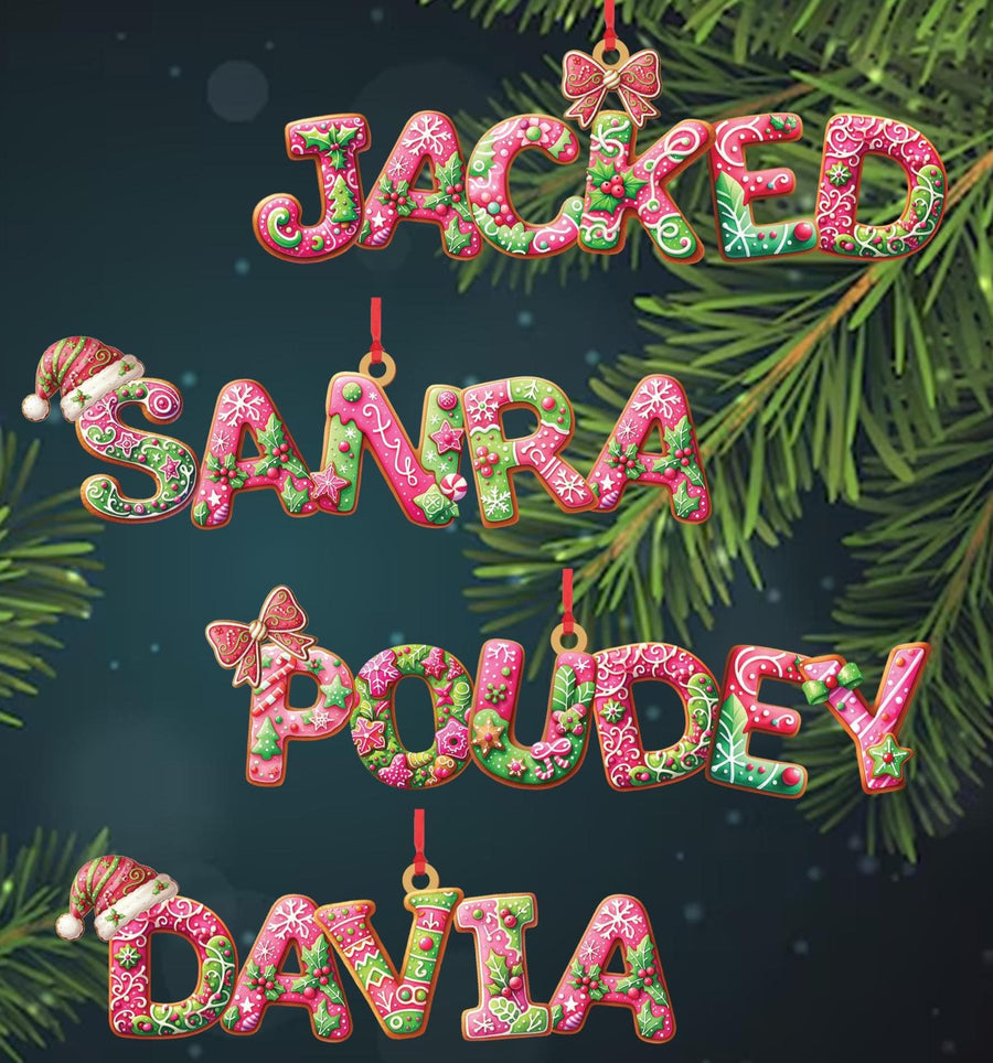 Personalized Gingerbread Alphabet Ornament, Custom Name Christmas Ornament, Cute Cookie Letter Decor, Holiday Tree Gift, Xmas Name Hanging - main product image