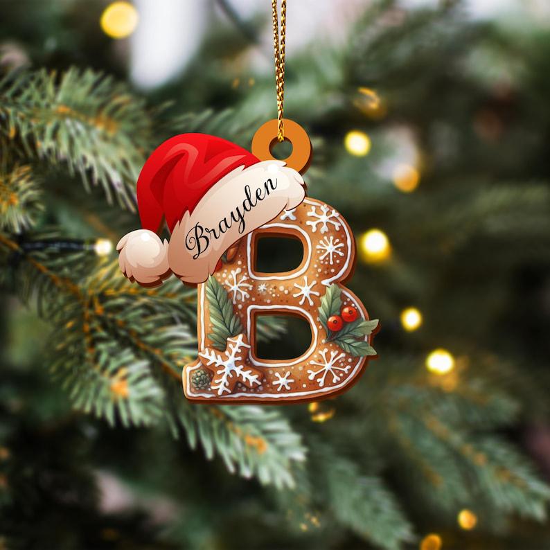 Personalized Gingerbread Letter Ornament, Custom Initial Christmas Decoration, Stocking Name Tags, Family Holiday Keepsake Ornaments - product image 6