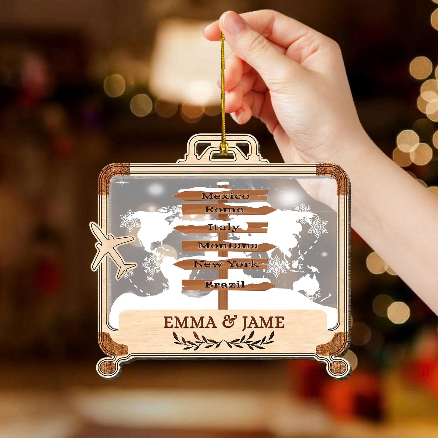 Personalized Travel Ornament 2026, Custom Suitcase with Destinations, Couple Adventure Gift, Honeymoon Keepsake, Wanderlust Trip Memory - product image 6