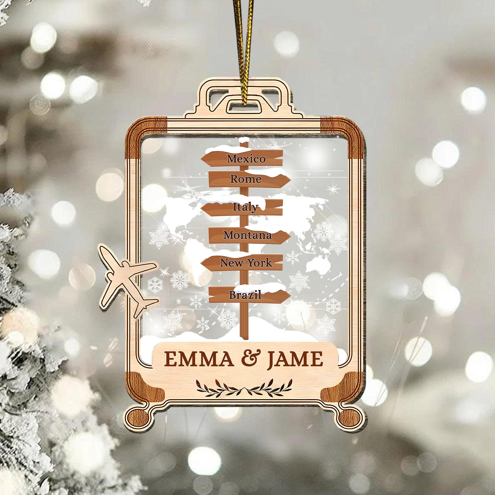 Personalized Travel Ornament 2026, Custom Suitcase with Destinations, Couple Adventure Gift, Honeymoon Keepsake, Wanderlust Trip Memory - product image 7