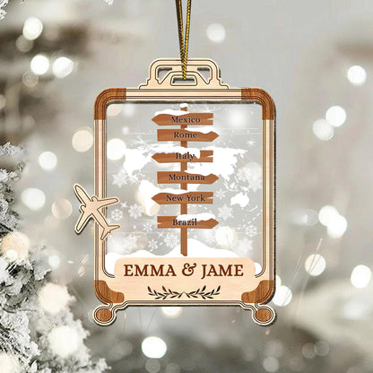 Personalized Travel Ornament 2026, Custom Suitcase with Destinations, Couple Adventure Gift, Honeymoon Keepsake, Wanderlust Trip Memory - product image 7