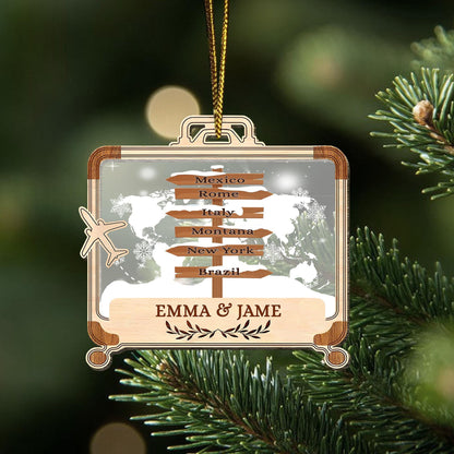 Personalized Travel Ornament 2026, Custom Suitcase with Destinations, Couple Adventure Gift, Honeymoon Keepsake, Wanderlust Trip Memory - product image 2