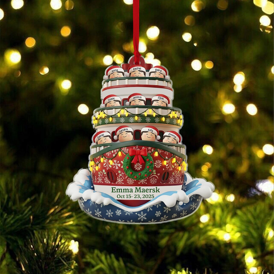 Personalized Cruise Ship Ornament 2026, Family Vacation Souvenir, Custom Names Trip Gift, Boat Travel Keepsake, Group Cruise Memory - main product image