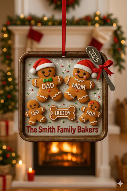 Gingerbread Family Ornament Custom - Personalized Names & Year, Acrylic 2D Christmas Tree Decoration, Custom Family Name Keepsake 2026 - product image 2
