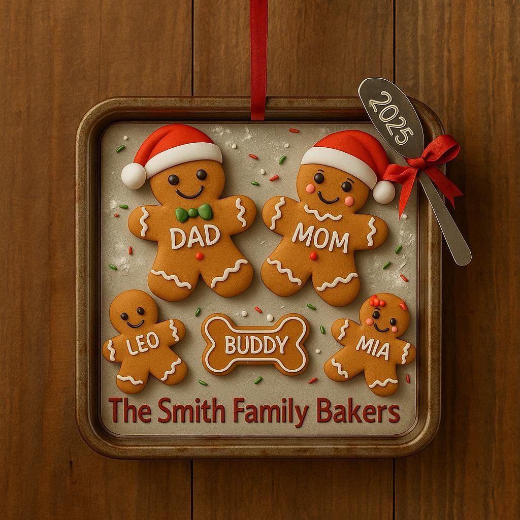 Gingerbread Family Ornament Custom - Personalized Names & Year, Acrylic 2D Christmas Tree Decoration, Custom Family Name Keepsake 2026 - product image 4