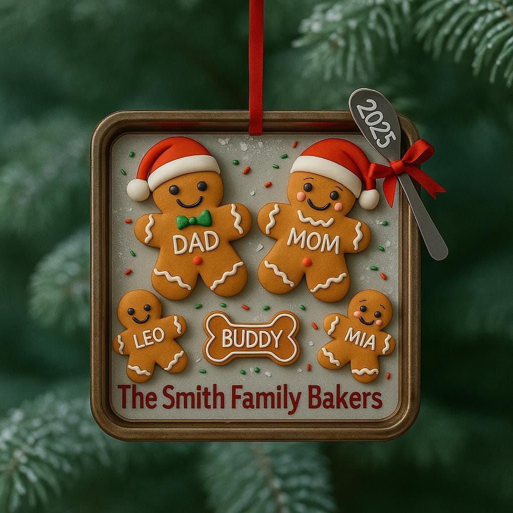 Gingerbread Family Ornament Custom - Personalized Names & Year, Acrylic 2D Christmas Tree Decoration, Custom Family Name Keepsake 2026 - product image 5