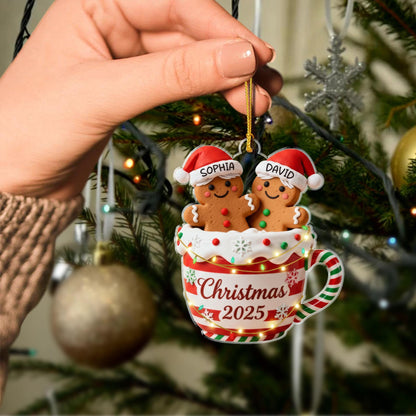Custom Gingerbread Couple Acrylic 2D Ornament 2026 – Personalized Names & Date, 2D Christmas Cup Decoration, Family Keepsake - product image 2
