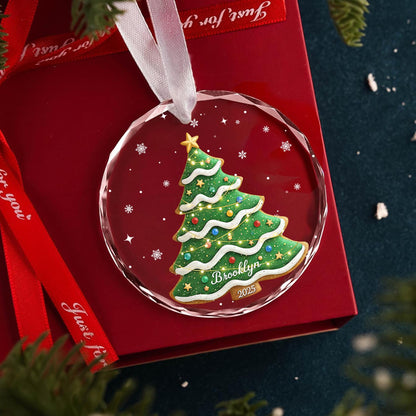 Custom Crystal Christmas Ornament – Personalized Name & Year, Gingerbread Tree Glass Decoration, Holiday Keepsake Gift - product image 5