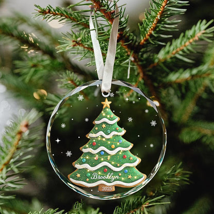 Custom Crystal Christmas Ornament – Personalized Name & Year, Gingerbread Tree Glass Decoration, Holiday Keepsake Gift - product image 6