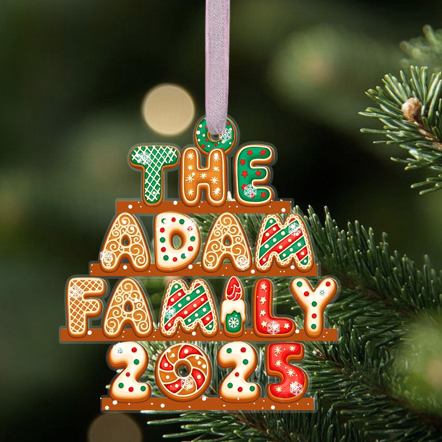 Custom Family Name Gingerbread Alphabet Ornament, 2026 Family Christmas Tree Ornament, Personalized Holiday Ornament - product image 4