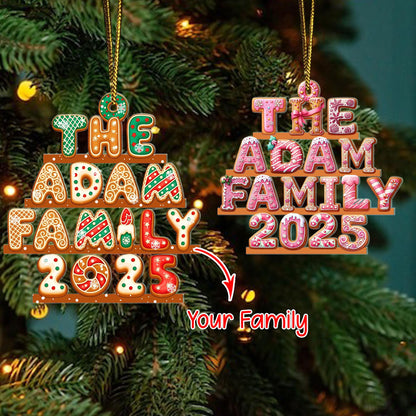 Custom Family Name Gingerbread Alphabet Ornament, 2026 Family Christmas Tree Ornament, Personalized Holiday Ornament - main product image