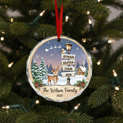 Personalized Family Glass Ornament, Custom Christmas Ornament with Kids Names, Deer Winter Scene, Family Name 2026 Gift - product image 3